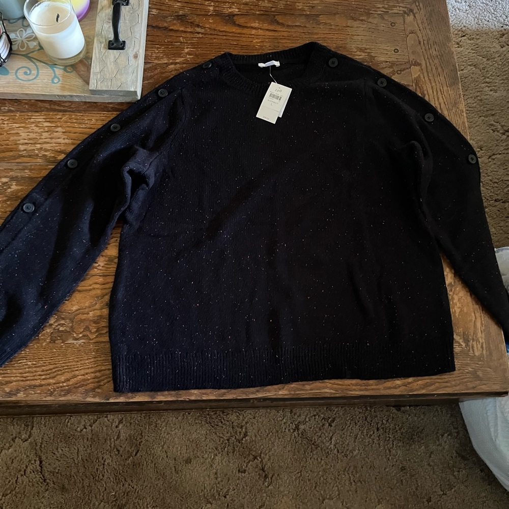 Women’s Black Sweater with Button Detail